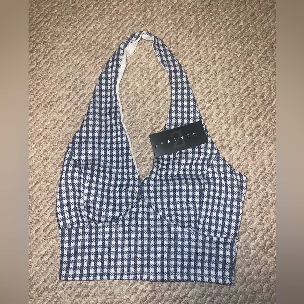 21 Saints NEW W TAGS Halter top, Size M, Blue and White
